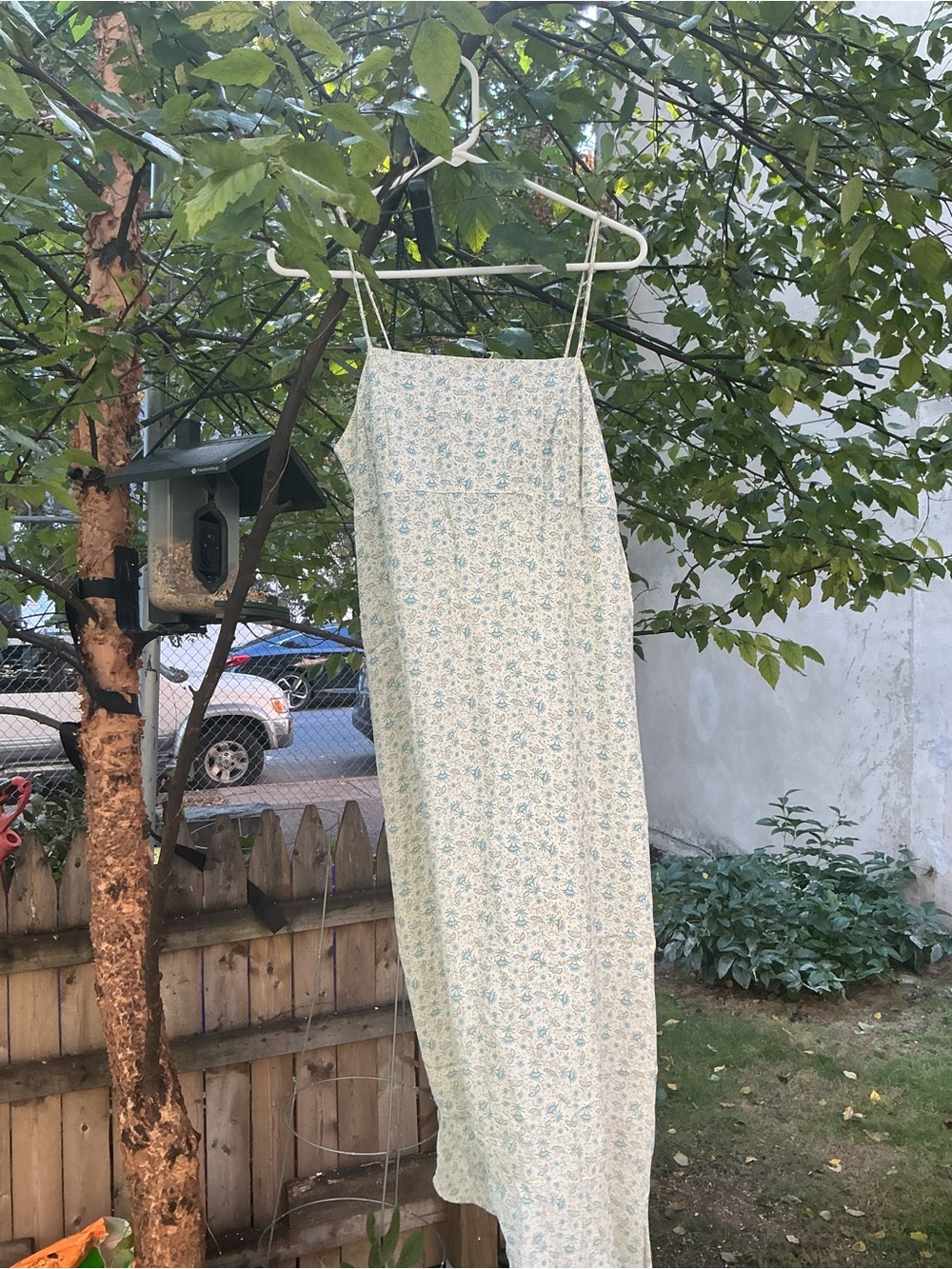 *VINTAGE* 90s Light Blue Floral Slip Dress with Spaghetti Straps